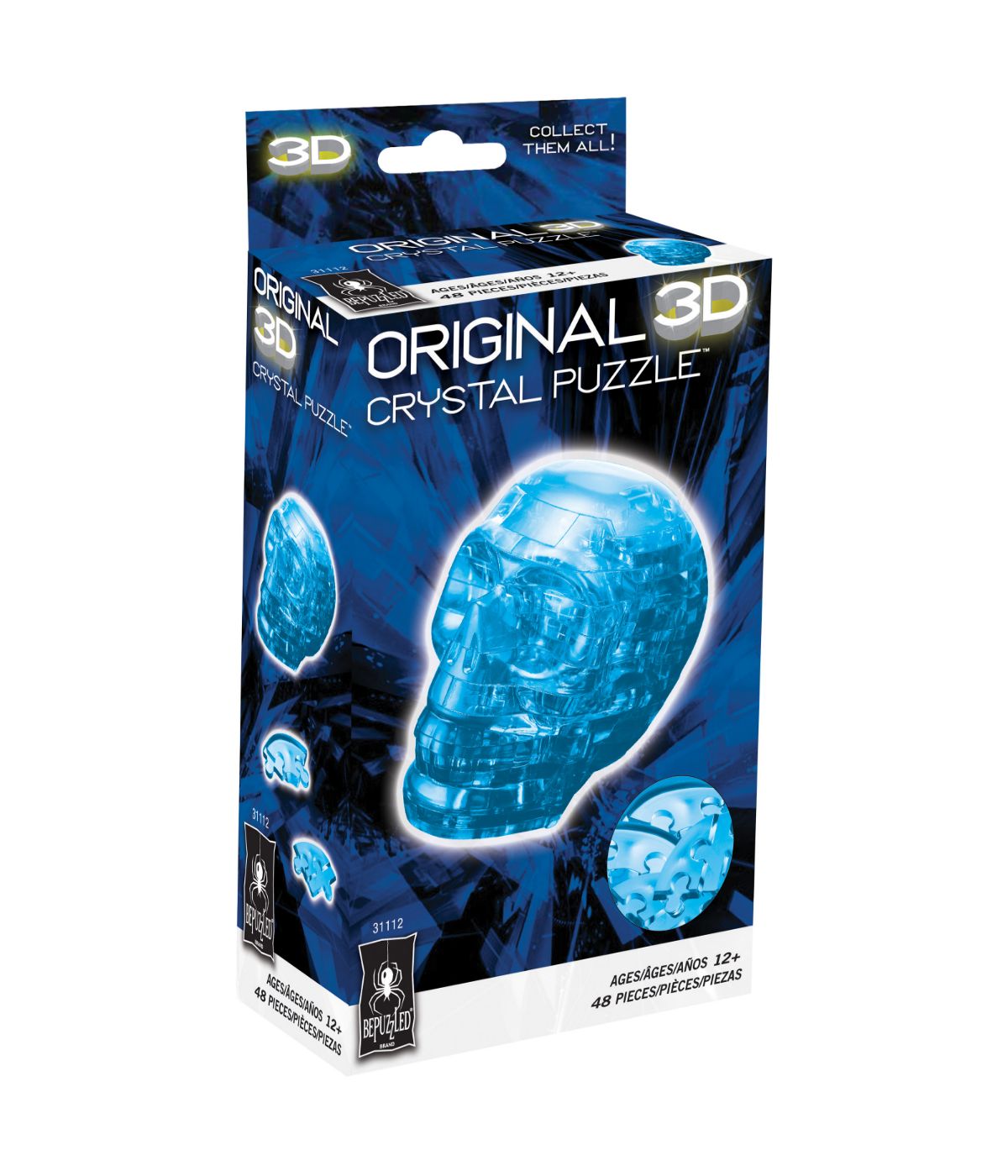  3D Crystal Puzzle - Skull: 48 Pcs Blue - Blue - Bonton