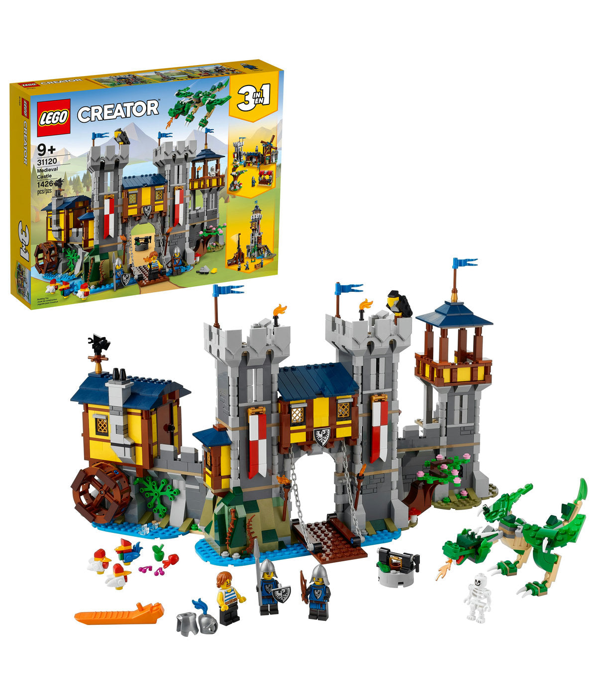  LEGO LEGO Creator 3in1 Medieval Castle 31120 Building Kit (1,426 Pieces) - Multi - Bonton