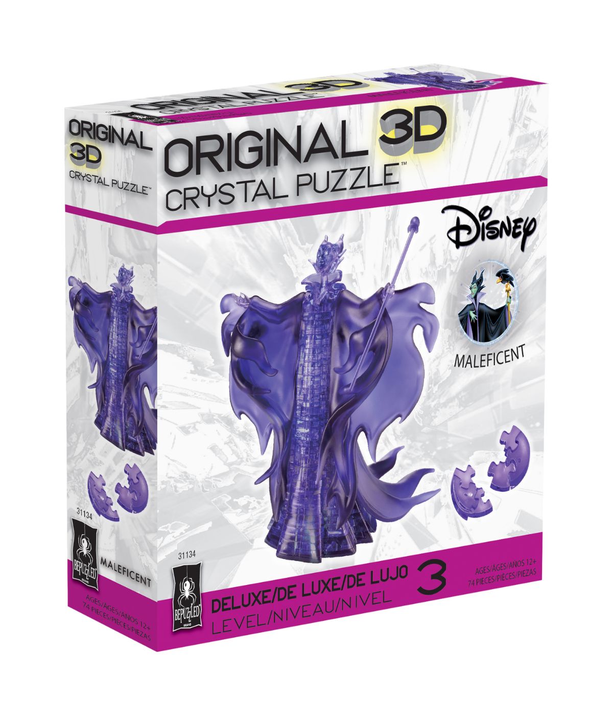  3D Crystal Puzzle - Disney Maleficent: 74 Pcs Purple - Purple - Bonton