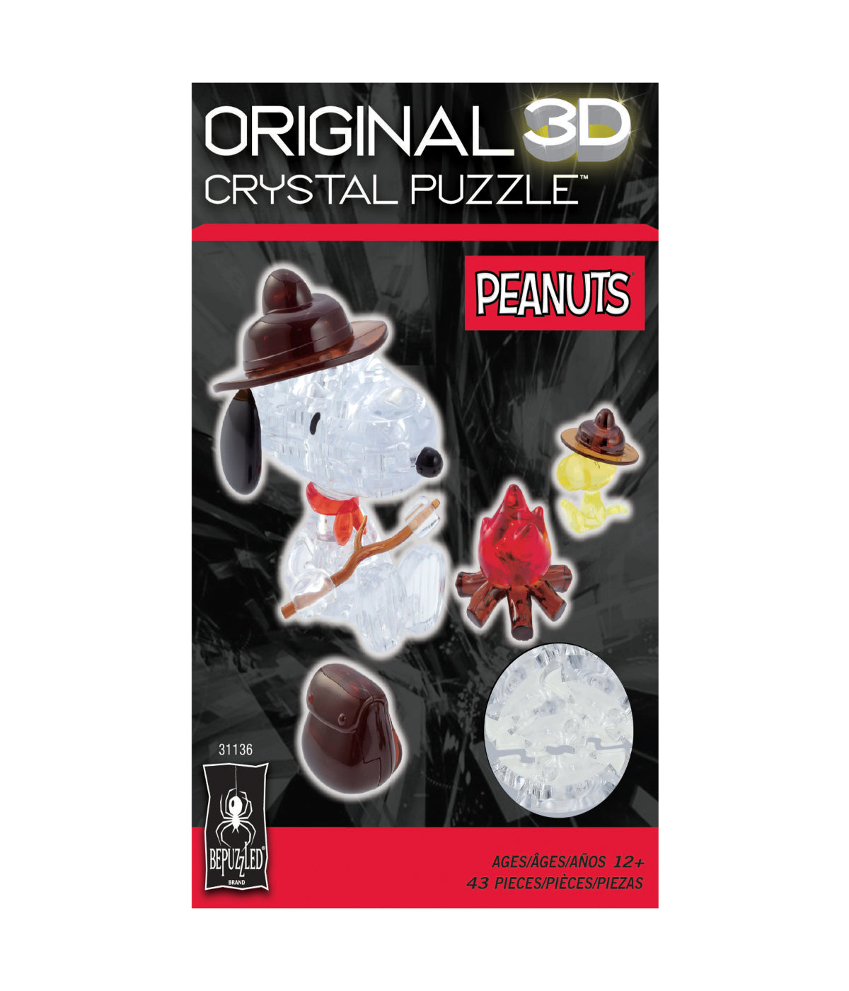  3D Crystal Puzzle - Peanuts Snoopy Campfire: 43 Pcs Multi - Multi - Bonton