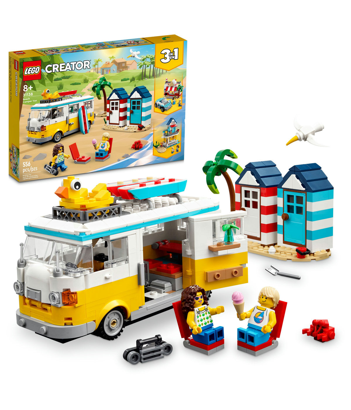  LEGO LEGO Creator Beach Camper Van 31138 Building Toy Set (556 Pieces) - Multi - Bonton