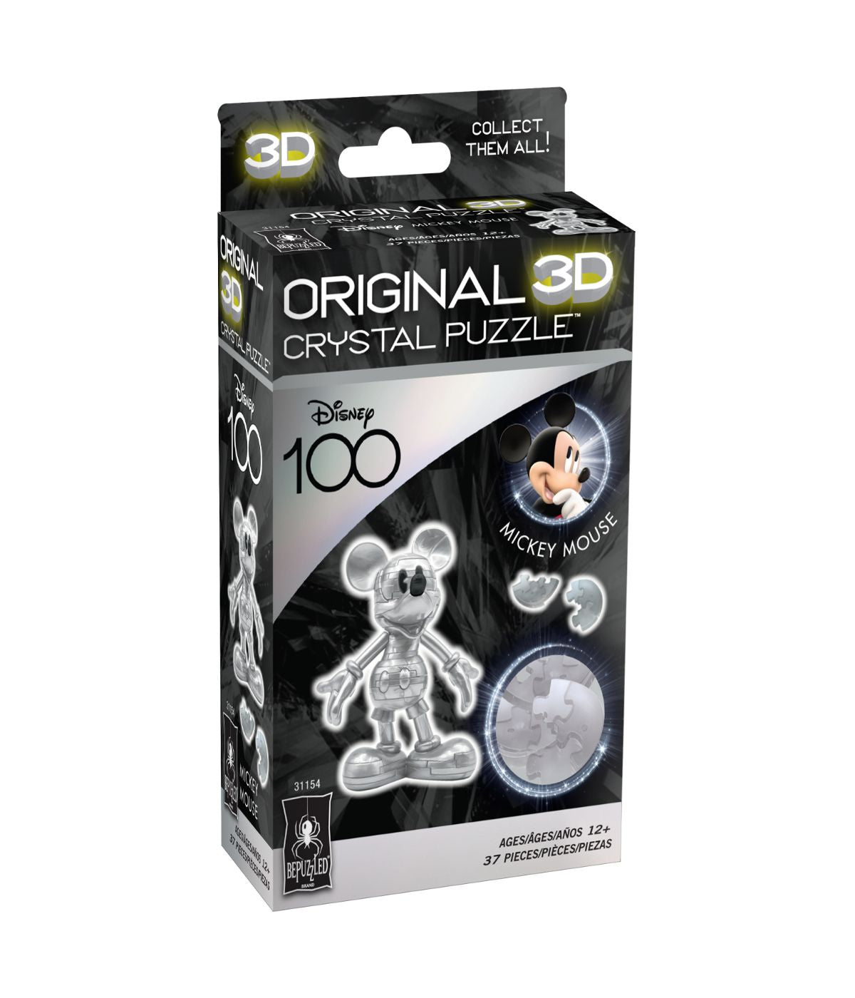  3D Crystal Puzzle - Disney 100 Platinum Edition - Mickey Mouse: 37 Pcs Multi - Multi - Bonton