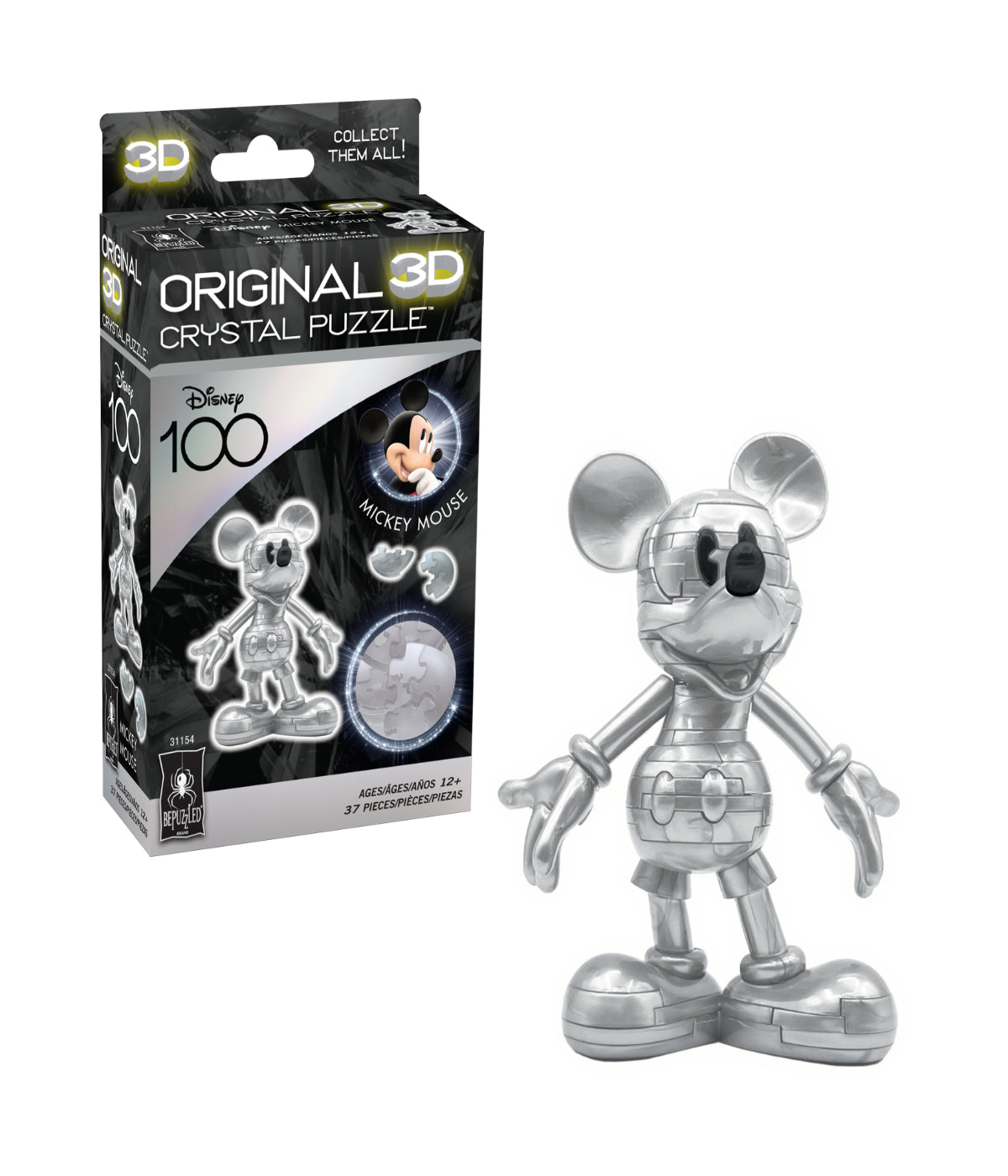  3D Crystal Puzzle - Disney 100 Platinum Edition - Mickey Mouse: 37 Pcs Multi - Multi - Bonton