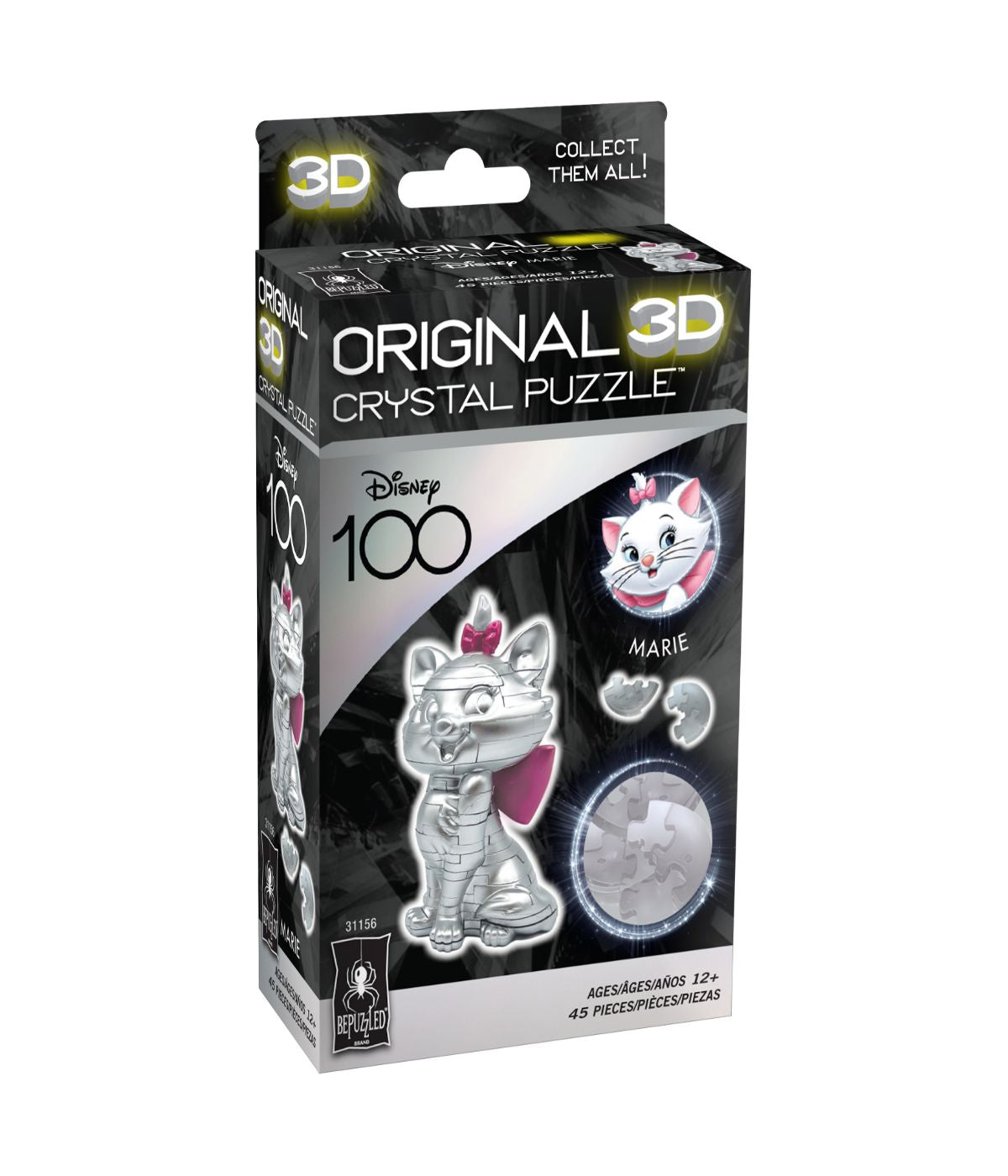  3D Crystal Puzzle - Disney 100 Platinum Edition - Marie: 45 Pcs Multi - Multi - Bonton