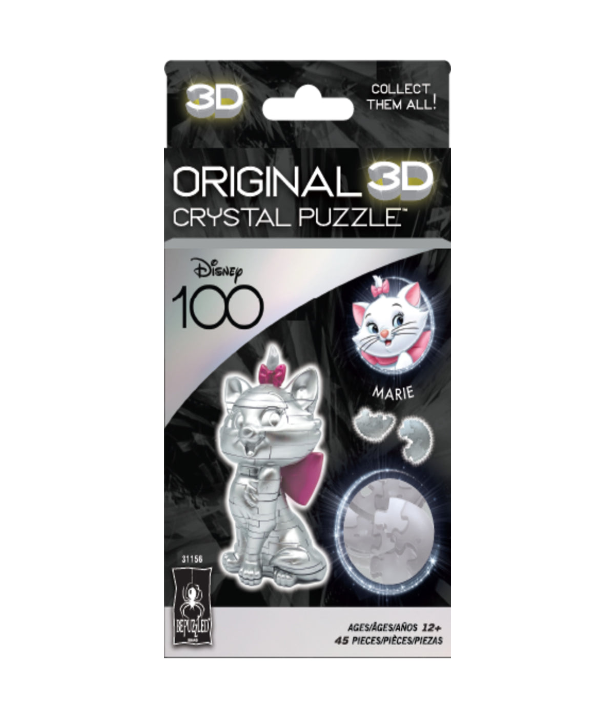  3D Crystal Puzzle - Disney 100 Platinum Edition - Marie: 45 Pcs Multi - Multi - Bonton