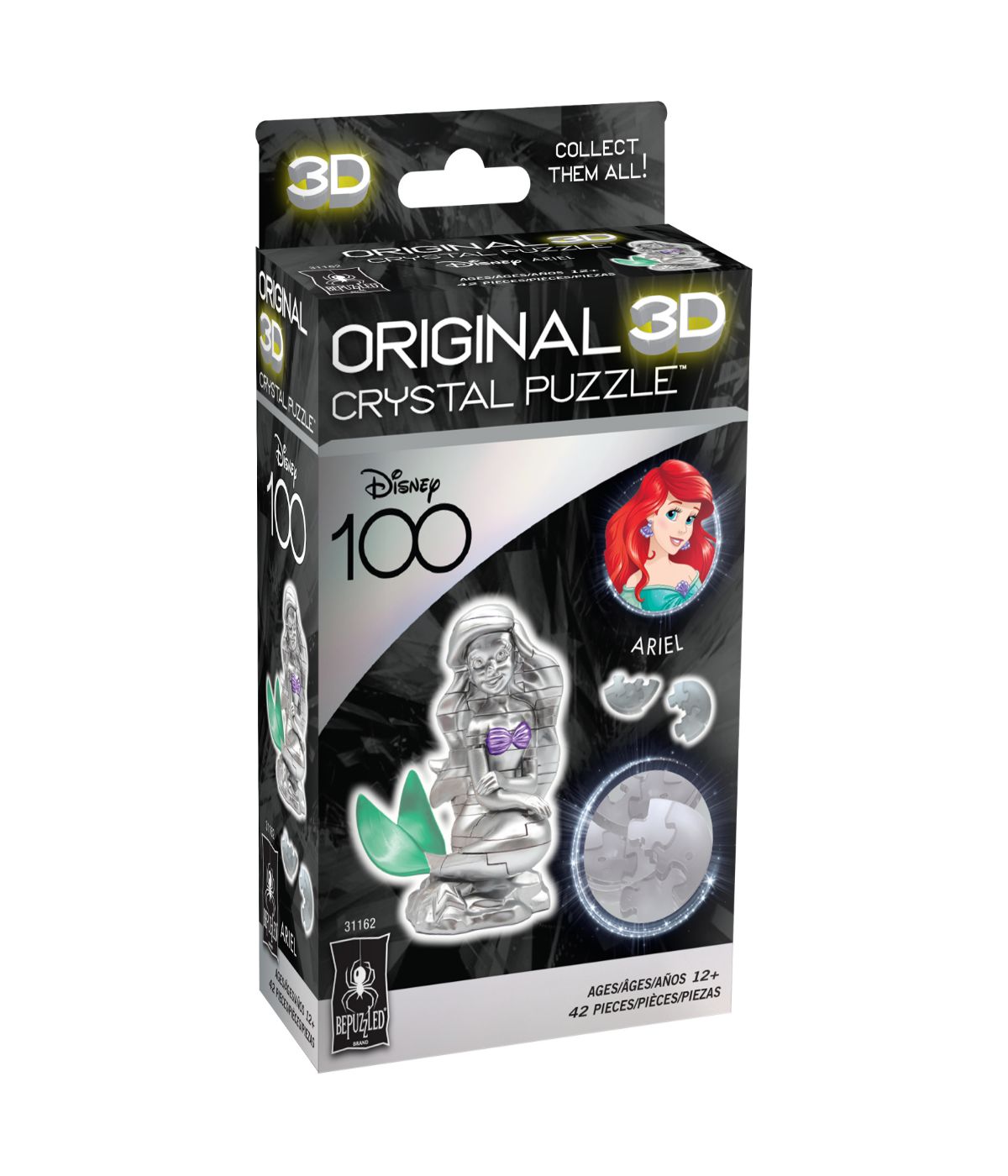  3D Crystal Puzzle - Disney 100 Platinum Edition - Ariel: 42 Pcs Multi - Multi - Bonton