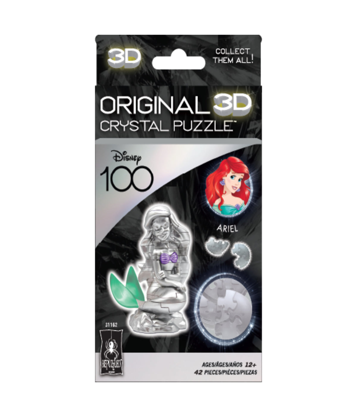  3D Crystal Puzzle - Disney 100 Platinum Edition - Ariel: 42 Pcs Multi - Multi - Bonton