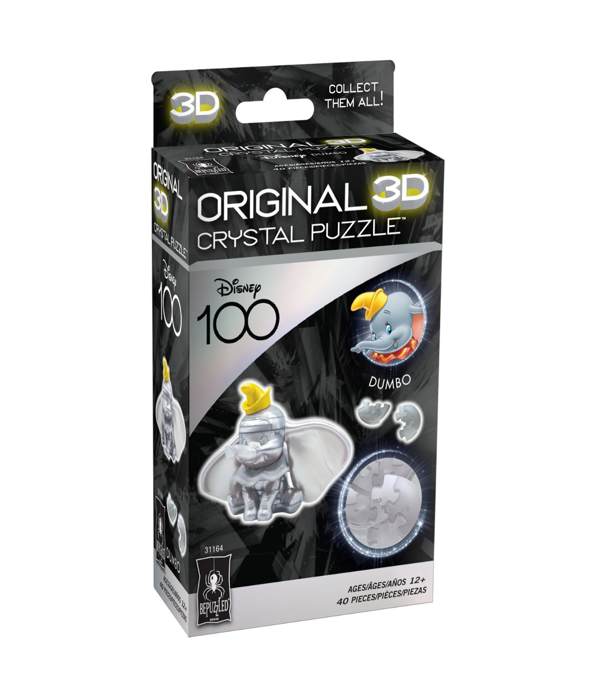  3D Crystal Puzzle - Disney 100 Platinum Edition - Dumbo: 40 Pcs Multi - Multi - Bonton