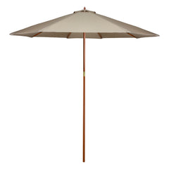 9ft Outdoor Patio Market Umbrella With Wooden Pole  Tan