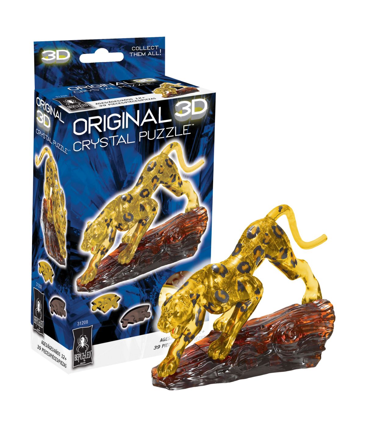  3D Crystal Puzzle - Leopard: 39 Pcs Multi - Multi - Bonton