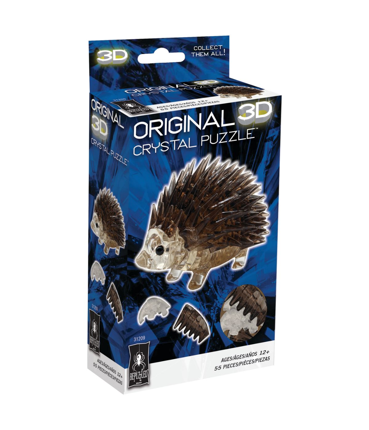  3D Crystal Puzzle - Hedgehog: 55 Pcs Brown - Brown - Bonton