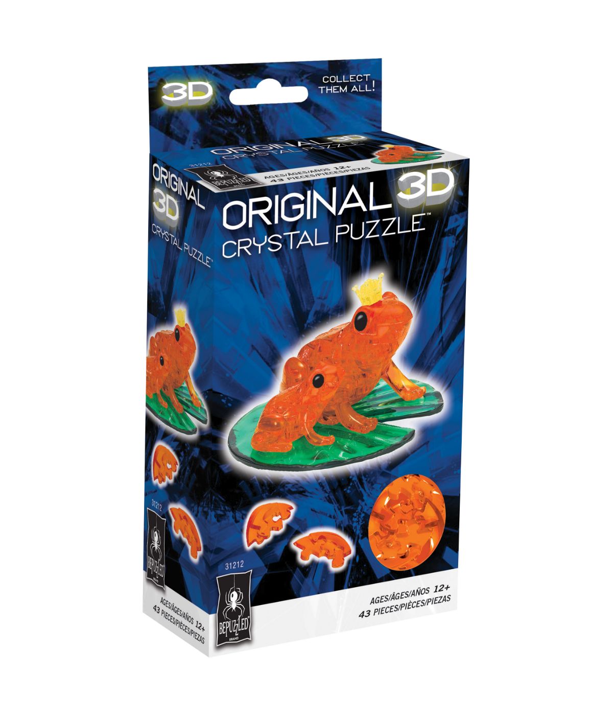  3D Crystal Puzzle - Frog: 43 Pcs Orange - Orange - Bonton