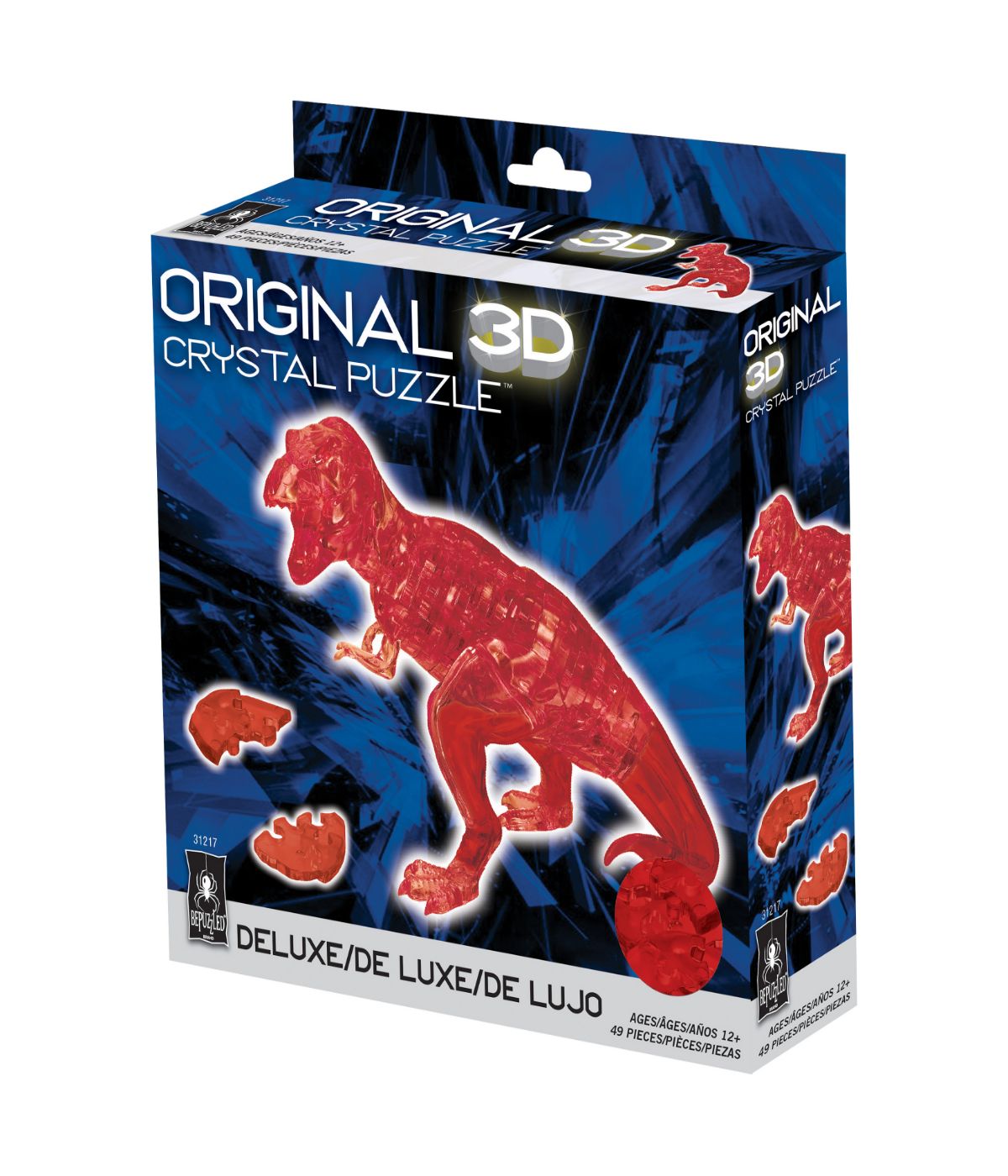  3D Crystal Puzzle - T-Rex: 49 Pcs Red - Red - Bonton