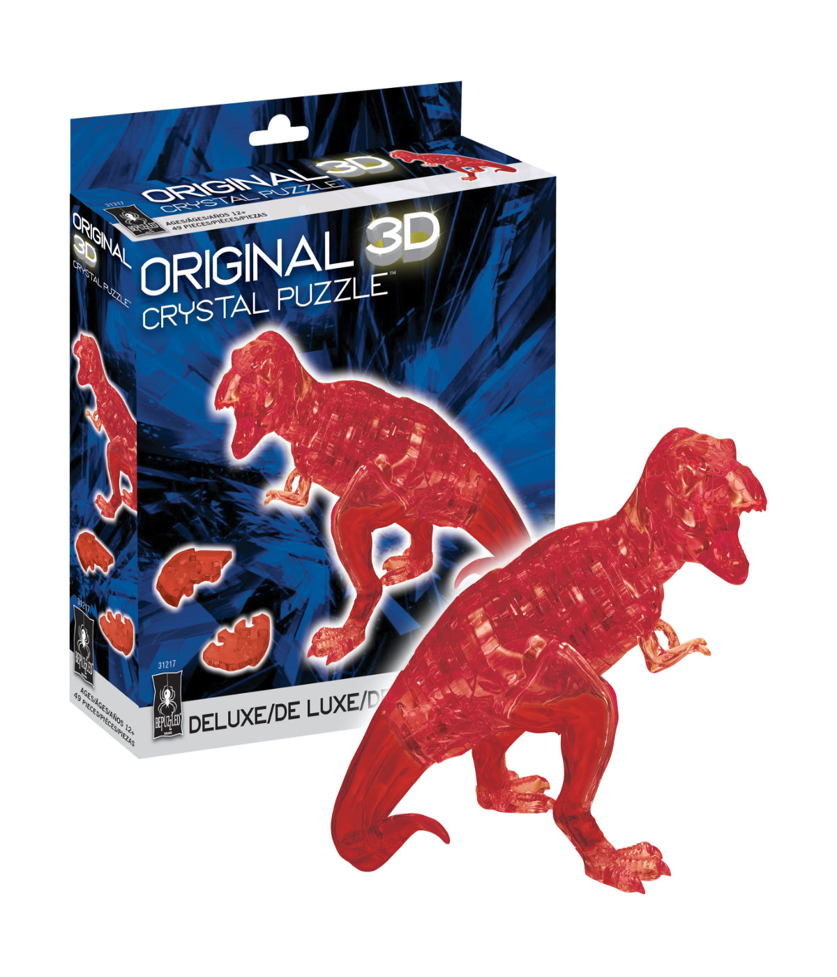  3D Crystal Puzzle - T-Rex: 49 Pcs Red - Red - Bonton