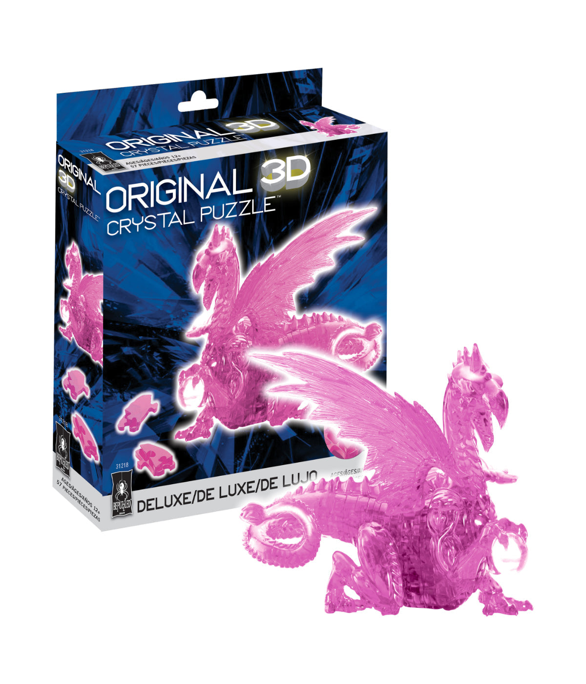  3D Crystal Puzzle - Dragon: 57 Pcs Pink - Pink - Bonton