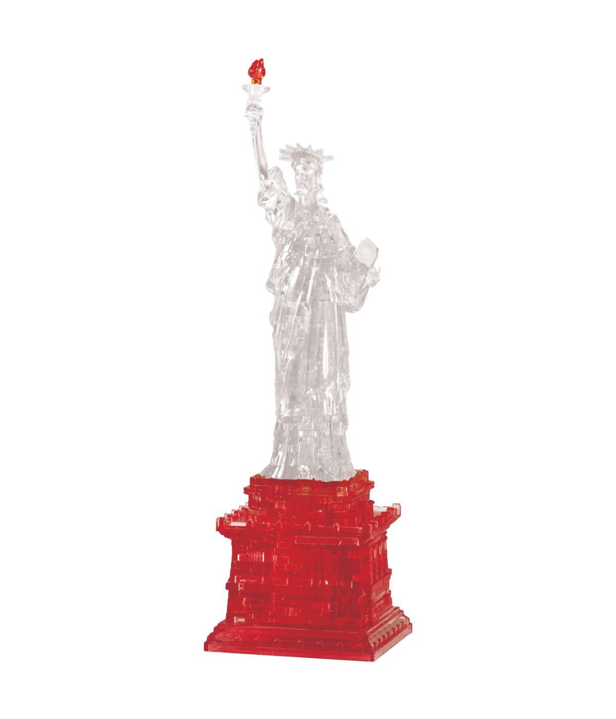  3D Crystal Puzzle - Statue of Liberty: 78 Pcs Clear/Red - Clear/Red - Bonton