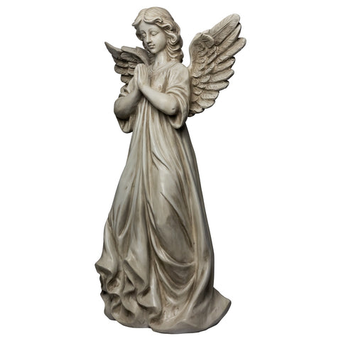 29.5" Angel Standing in Prayer Outdoor Garden Statue