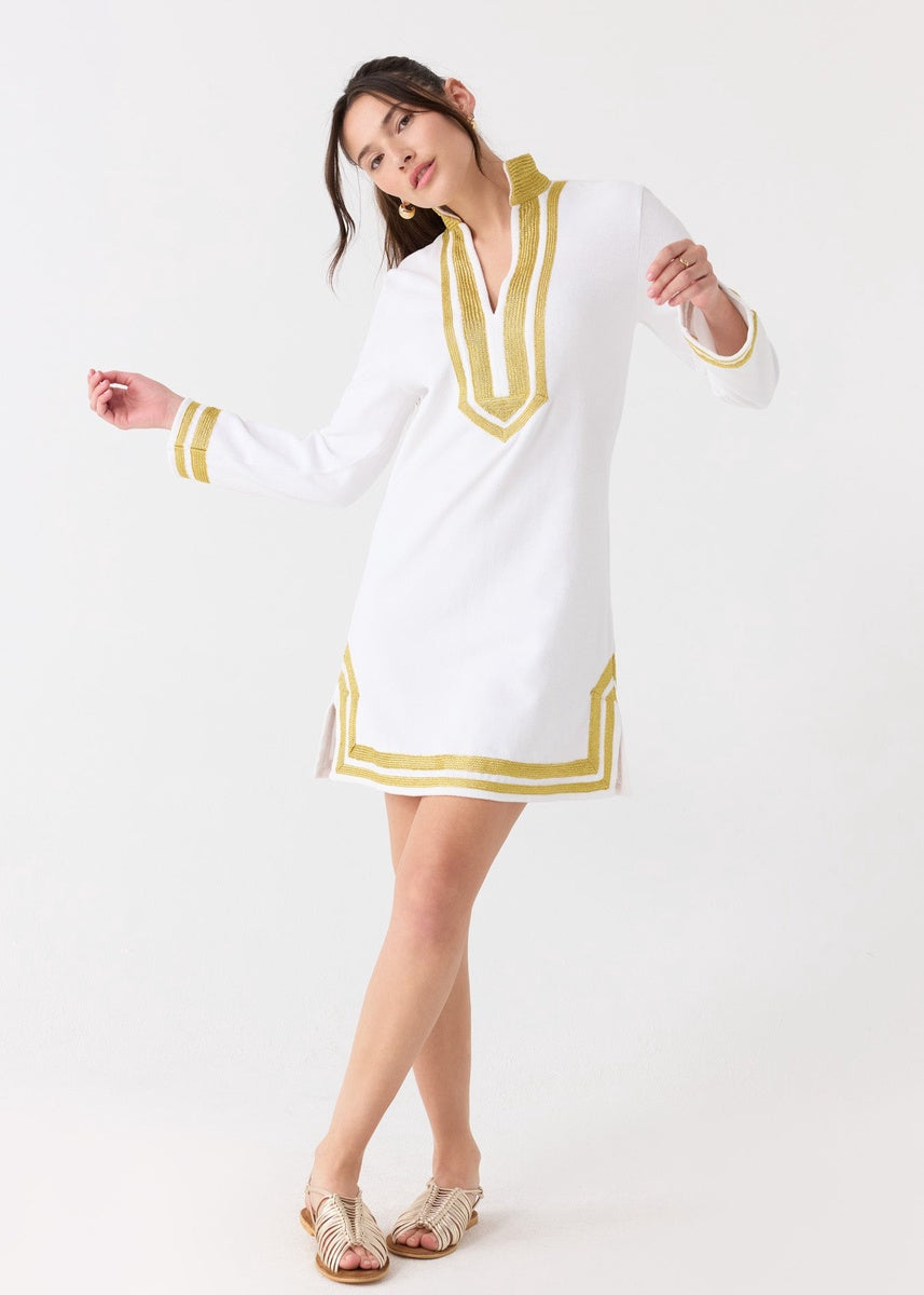  Cabana Life White/Gold Terry Tunic - XS - Bonton