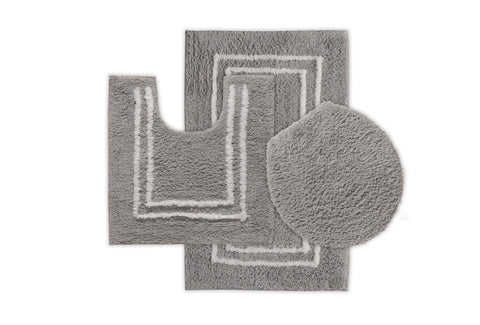 St Mary's Tufted 3 Piece Cotton Bath Rug Set With Lid