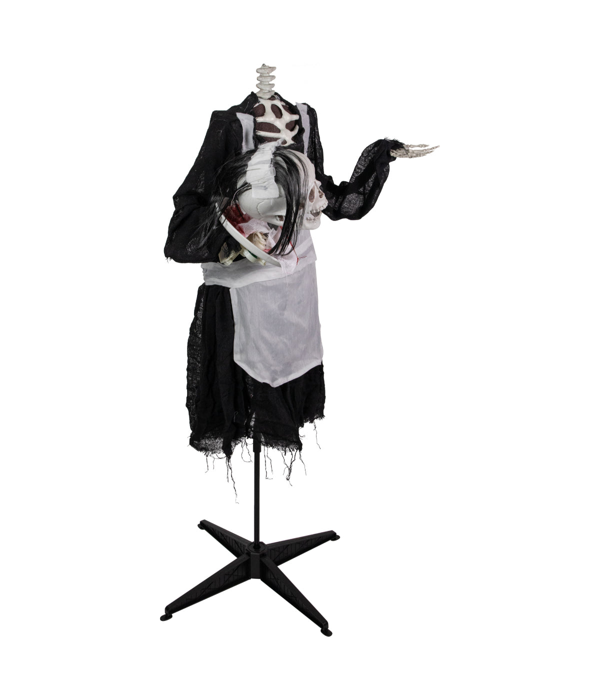 Lighted Head-in-Hand Skeleton Maid Animated Halloween Decoration