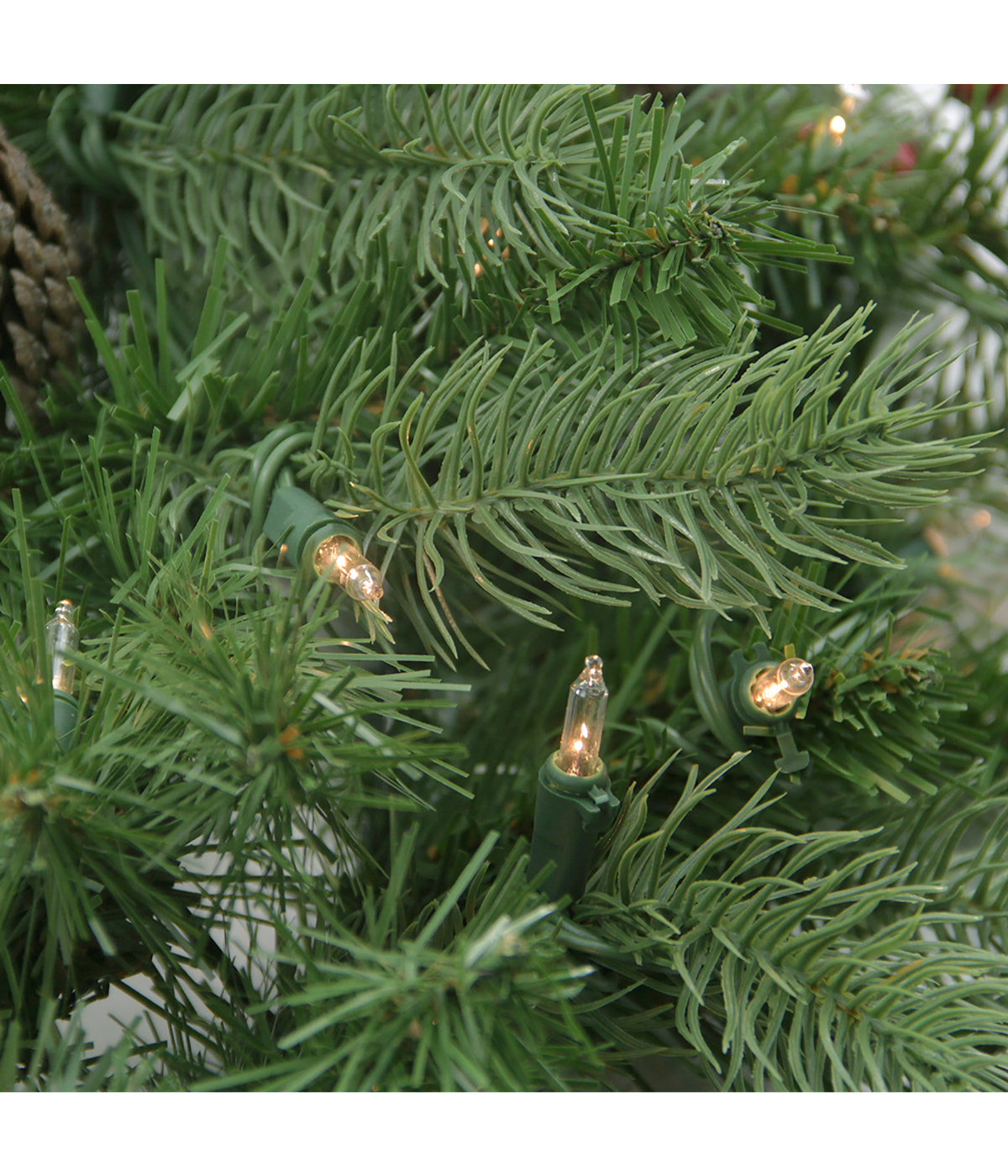  Noble Fir with Red Berries & Pine Cones Artificial Christmas Wreath with Pre-lit Clear Lights, 24