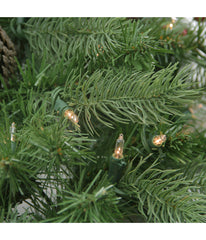 Noble Fir with Red Berries & Pine Cones Artificial Christmas Wreath with Pre-lit Clear Lights, 24"