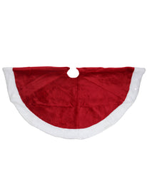 Velveteen Christmas Tree Skirt with White Trim, 48"