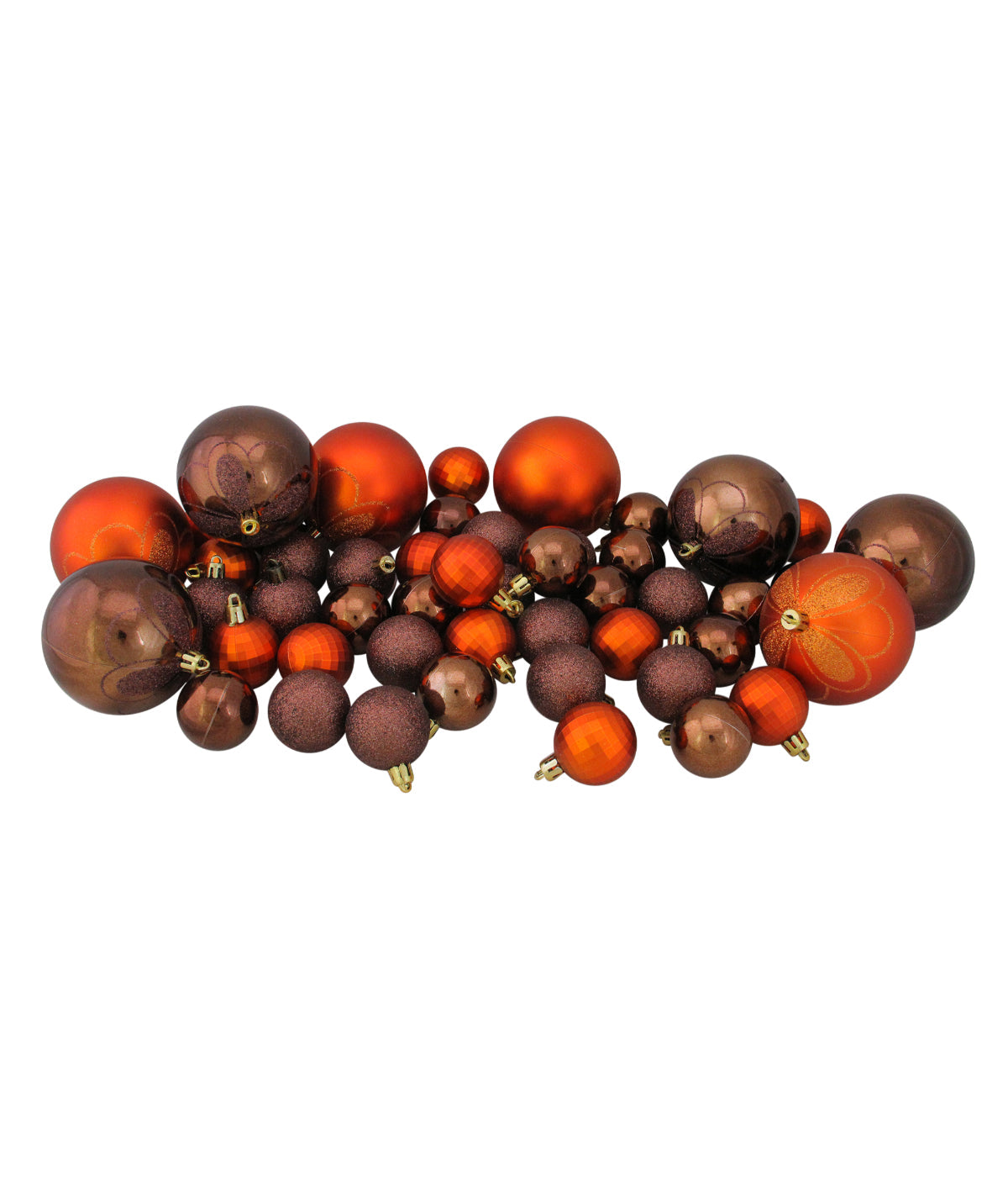  Chocolate Brown & Burnt Orange Shatterproof Christmas Ornaments 125 Count, 5.5