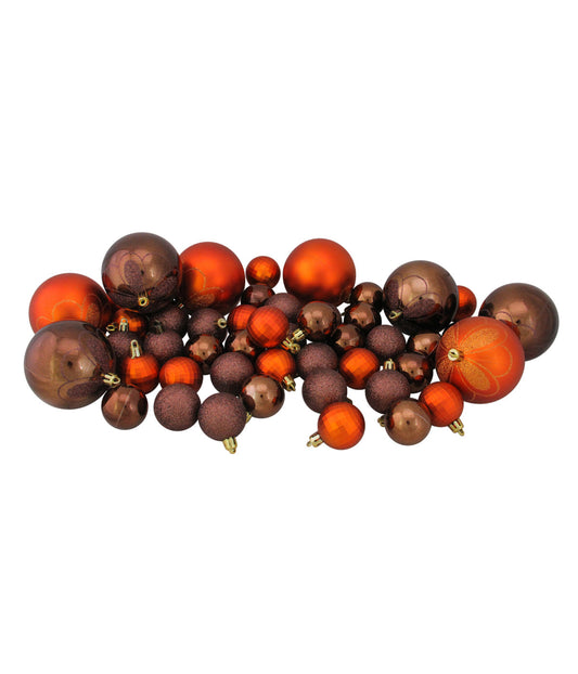 Chocolate Brown & Burnt Orange Shatterproof Christmas Ornaments 125 Count, 5.5"