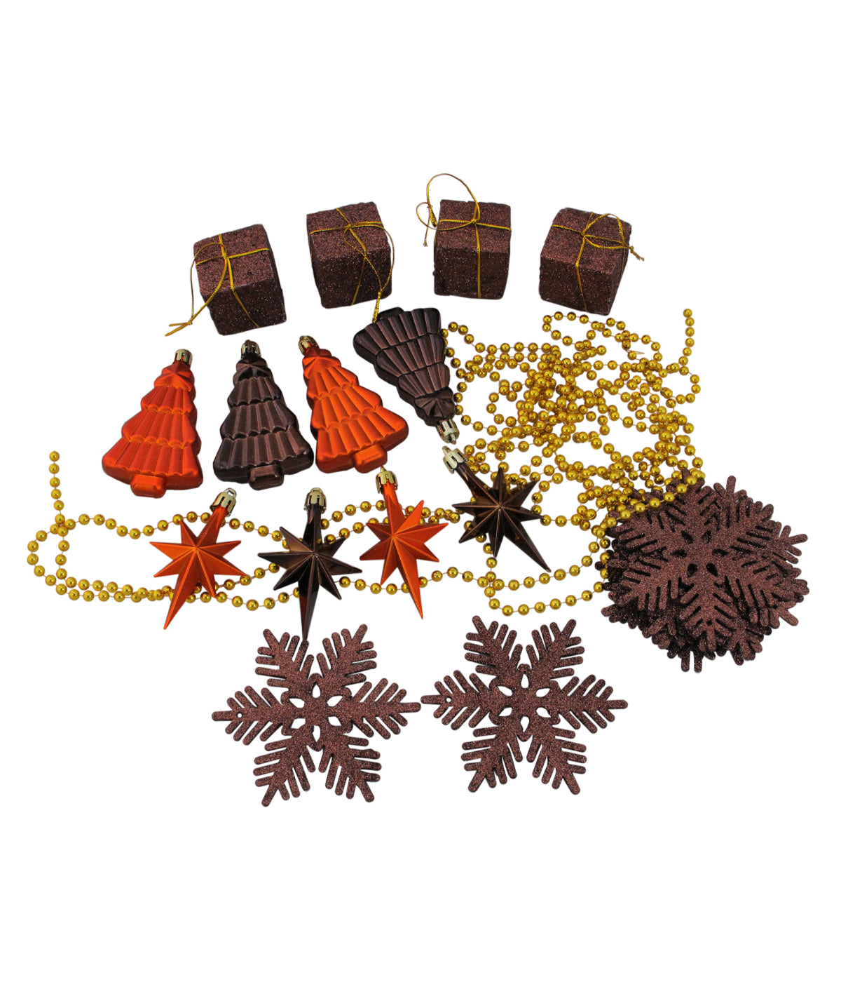  Chocolate Brown & Burnt Orange Shatterproof Christmas Ornaments 125 Count, 5.5