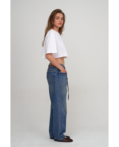 Airport Cropped Cotton Graphic T-Shirt