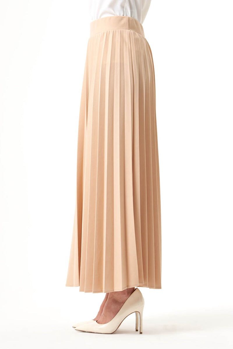  Mizalle Beiege Waisted Pleated Midi Skirt - Skirt - Beige - Bonton