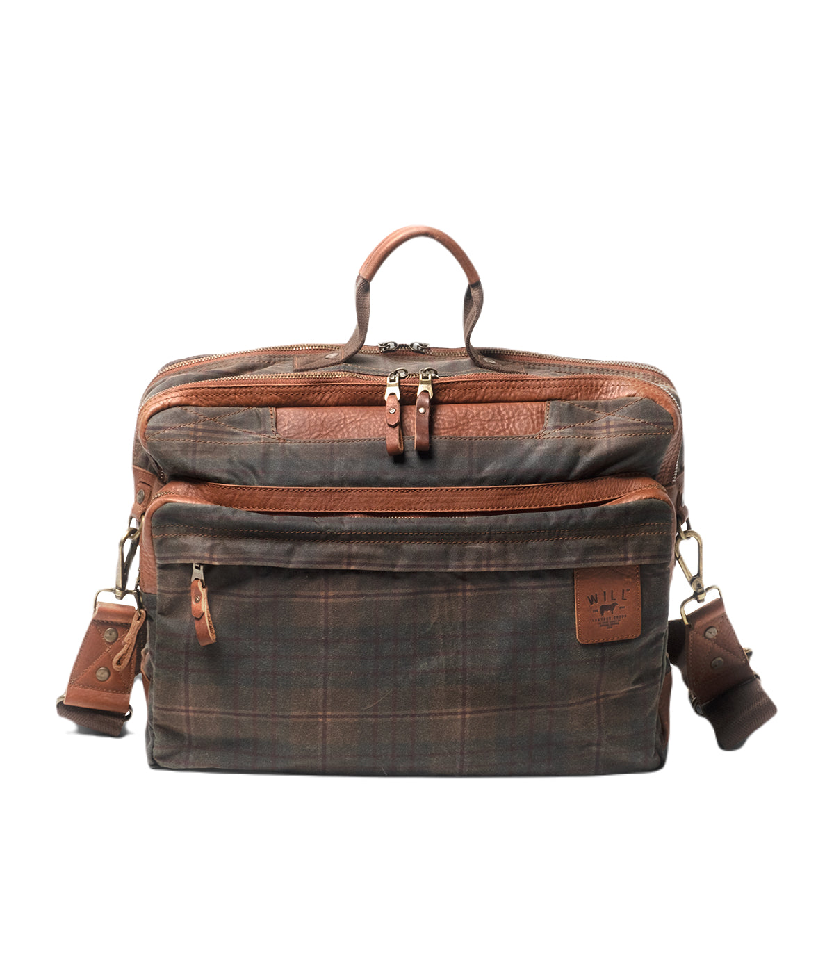  Will Leather Goods The Commuter Briefcase - Tan/Plaid - Bonton