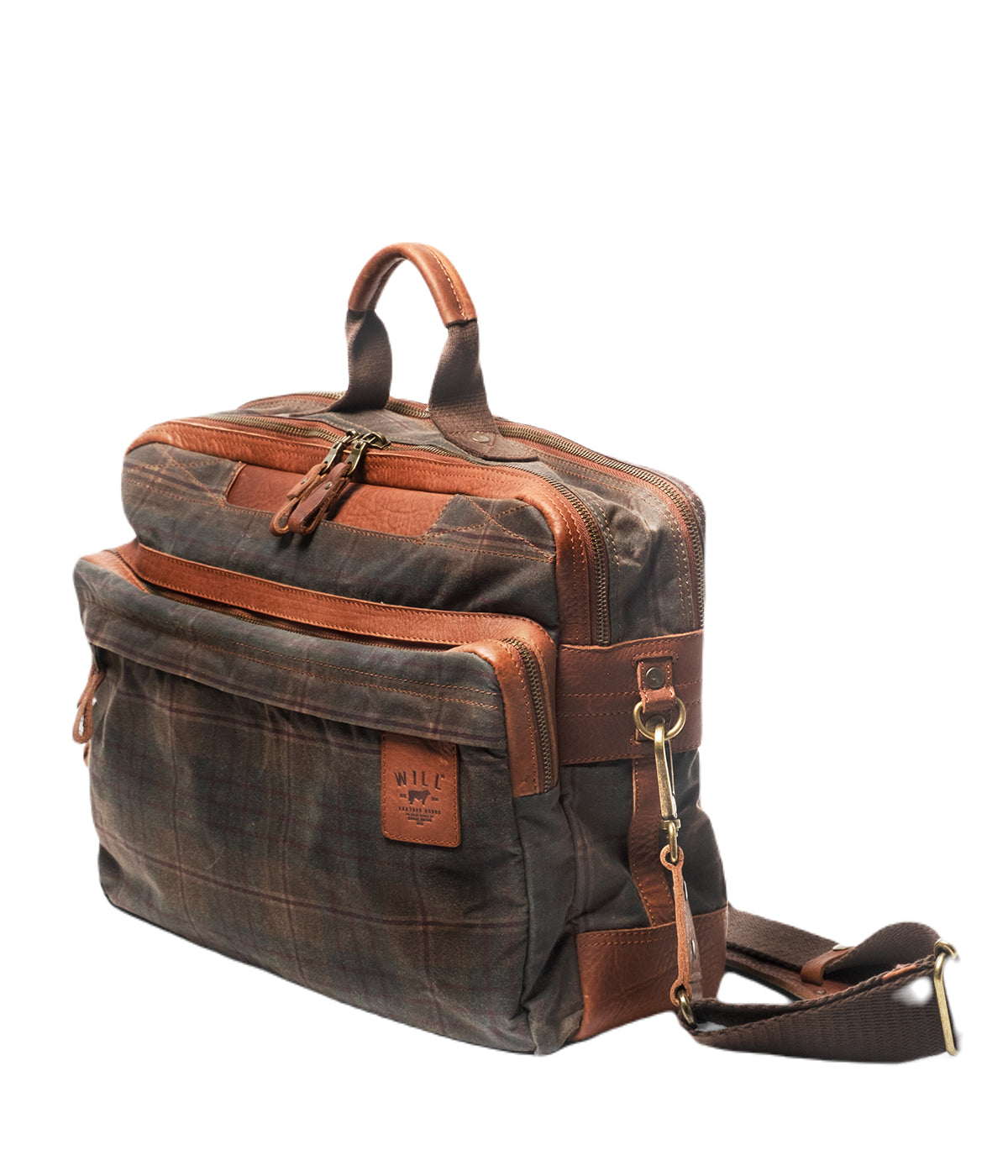  Will Leather Goods The Commuter Briefcase - Tan/Plaid - Bonton