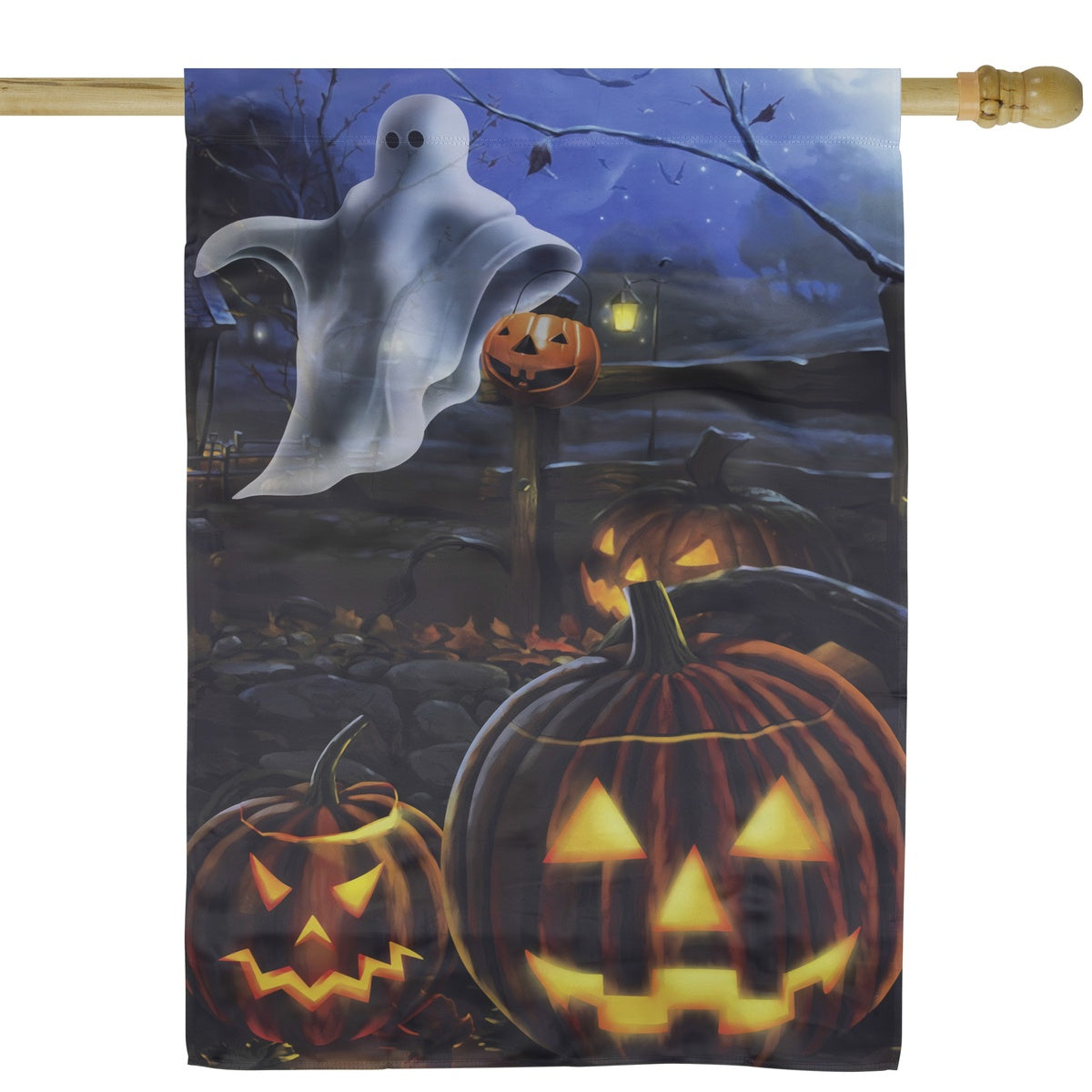  Northlight Pumpkins and Ghost Spooky Halloween Outdoor House Flag 28