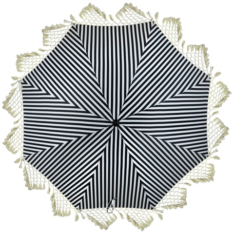Striped Outdoor Beach Market Umbrella With Tilt- 6.5' - Black and White