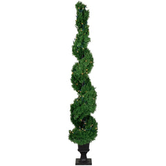 Real Touch™ Pre-Lit Artificial Cedar Spiral Topiary Tree  Clear Lights - 5.5'