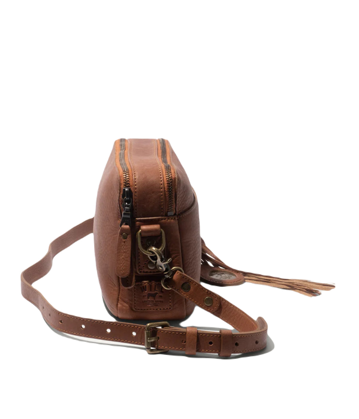  Will Leather Goods Everyday Double Zip Crossbody - Tan - Bonton