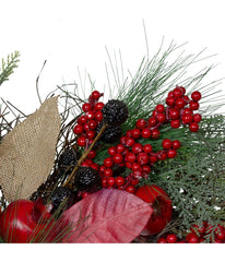 Autumn Harvest Pine Berry and Pomegranate Wreath Red