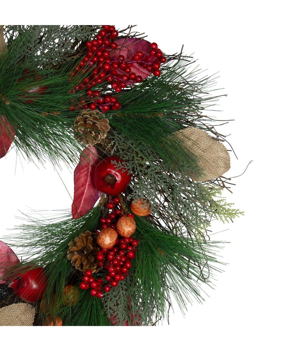  Autumn Harvest Pine Berry and Pomegranate Wreath Red - Red - Bonton