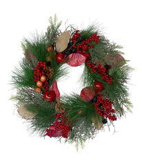 Autumn Harvest Pine Berry and Pomegranate Wreath Red