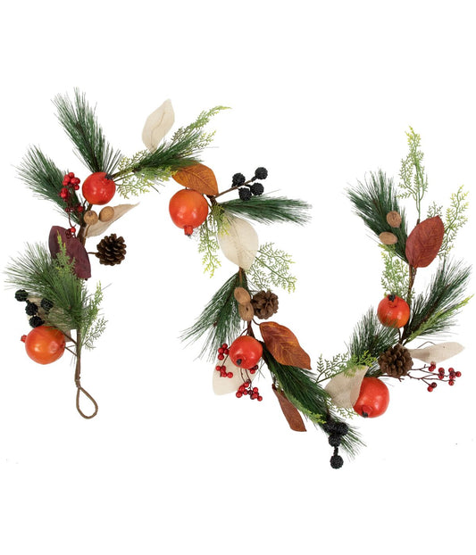 Autumn Harvest Mixed Berry and Pomegranate Garland Red