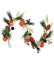 Autumn Harvest Mixed Berry and Pomegranate Garland Red