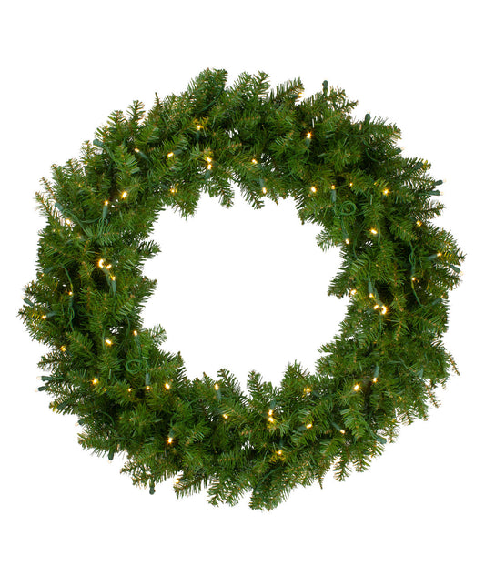 Lighted Northern Pine Artificial Christmas Wreath with Warm Clear LED Lights, 36"