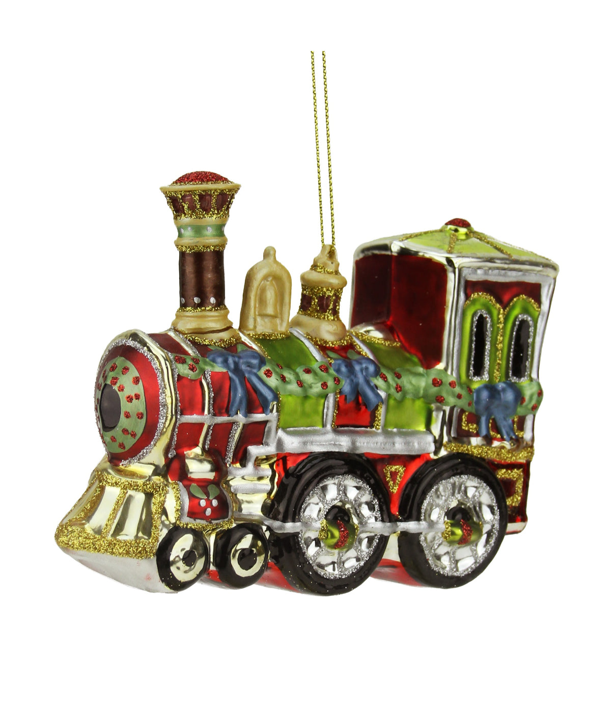  Glittered Train Glass Christmas Ornament, 5.5