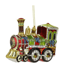 Glittered Train Glass Christmas Ornament, 5.5"