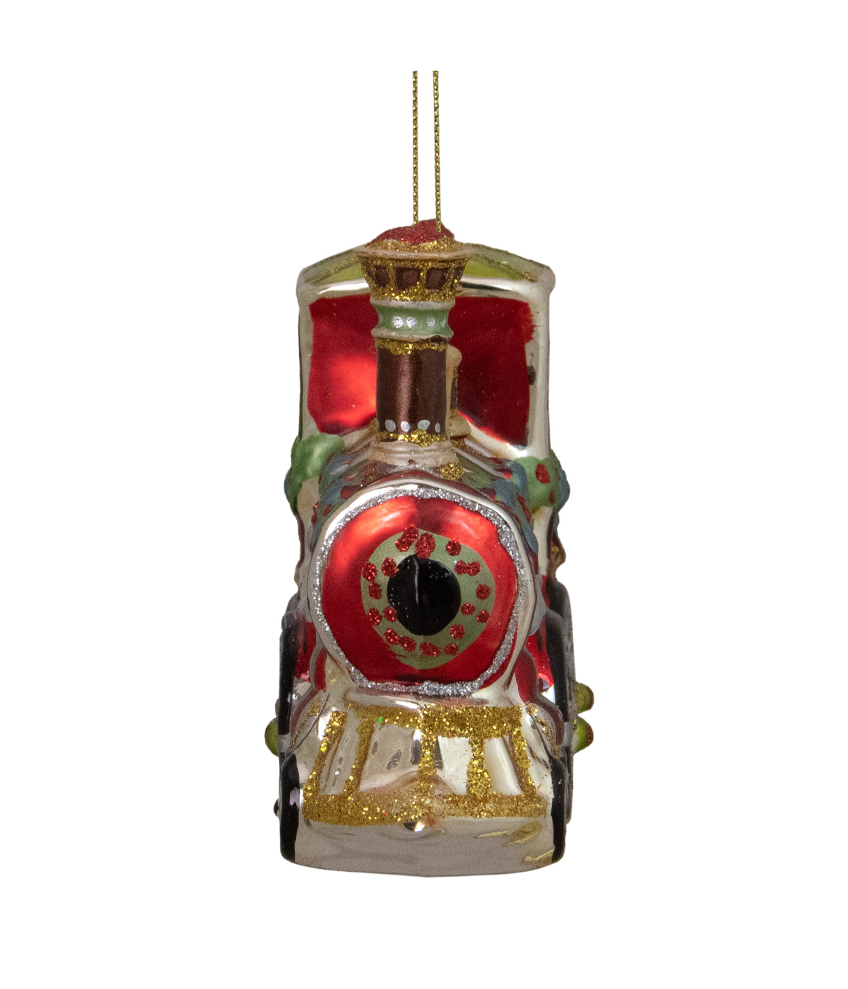  Glittered Train Glass Christmas Ornament, 5.5