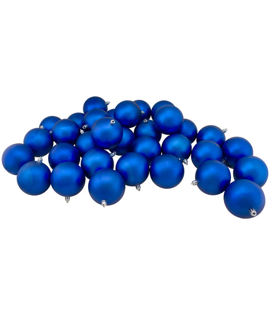 Lavish Blue Shatterproof Matte Christmas Ball Ornaments 32 Count, 3.25"