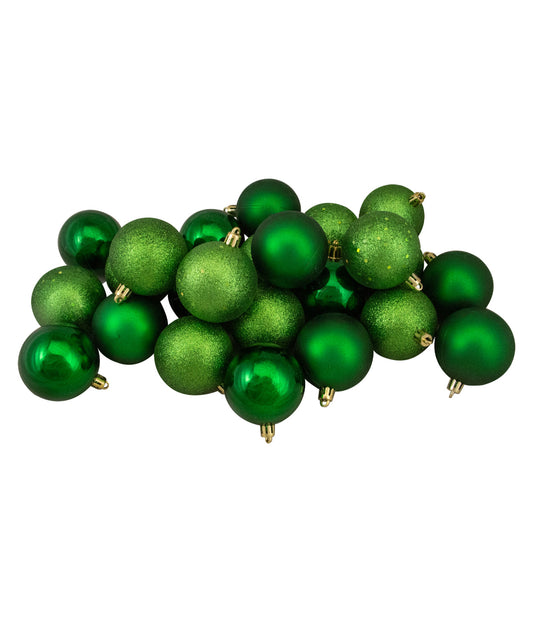 Green Shatterproof 2.5" Christmas Ball Ornaments Set of 24