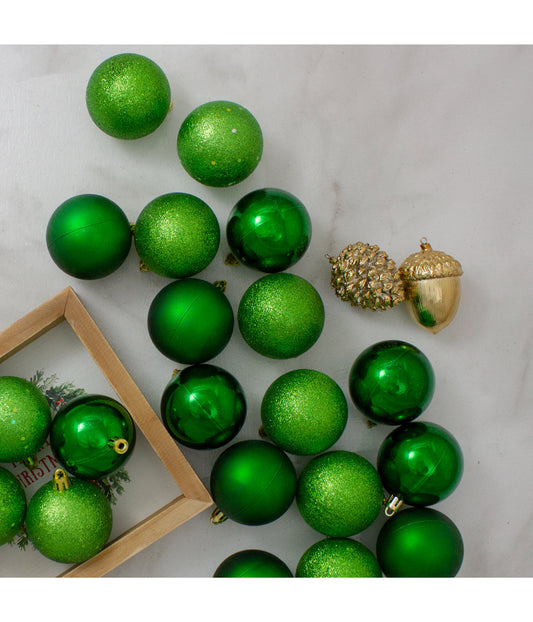 Green Shatterproof 2.5" Christmas Ball Ornaments Set of 24